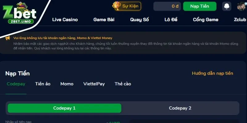 Tổng quan về các hình thức nạp tiền Zbet